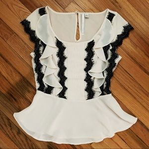 LC Eyelash Lace Peplum Top